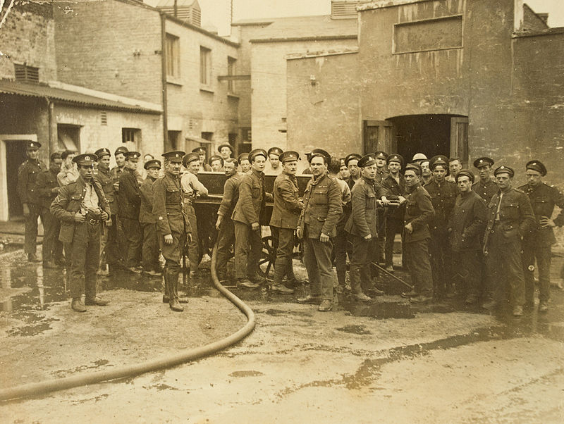 Soldiers_attending_fire_Royal Army Motor Depot,_Parkgate_Street,_Dublin_1920s_